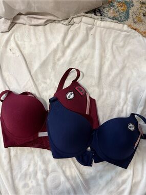 Women’s Seamless T-Shirt Bras - Navy & Burgundy